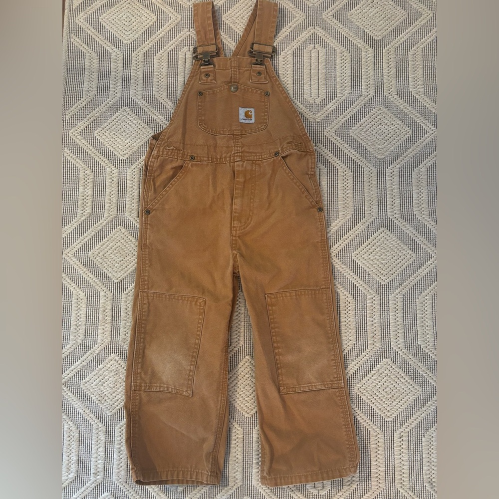 Carhartt Kids Tan Duck Canvas Bib Overalls Size 4